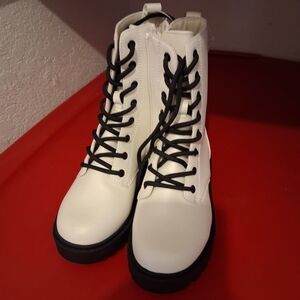 Target White and Black Kids Lace-Up Boots
